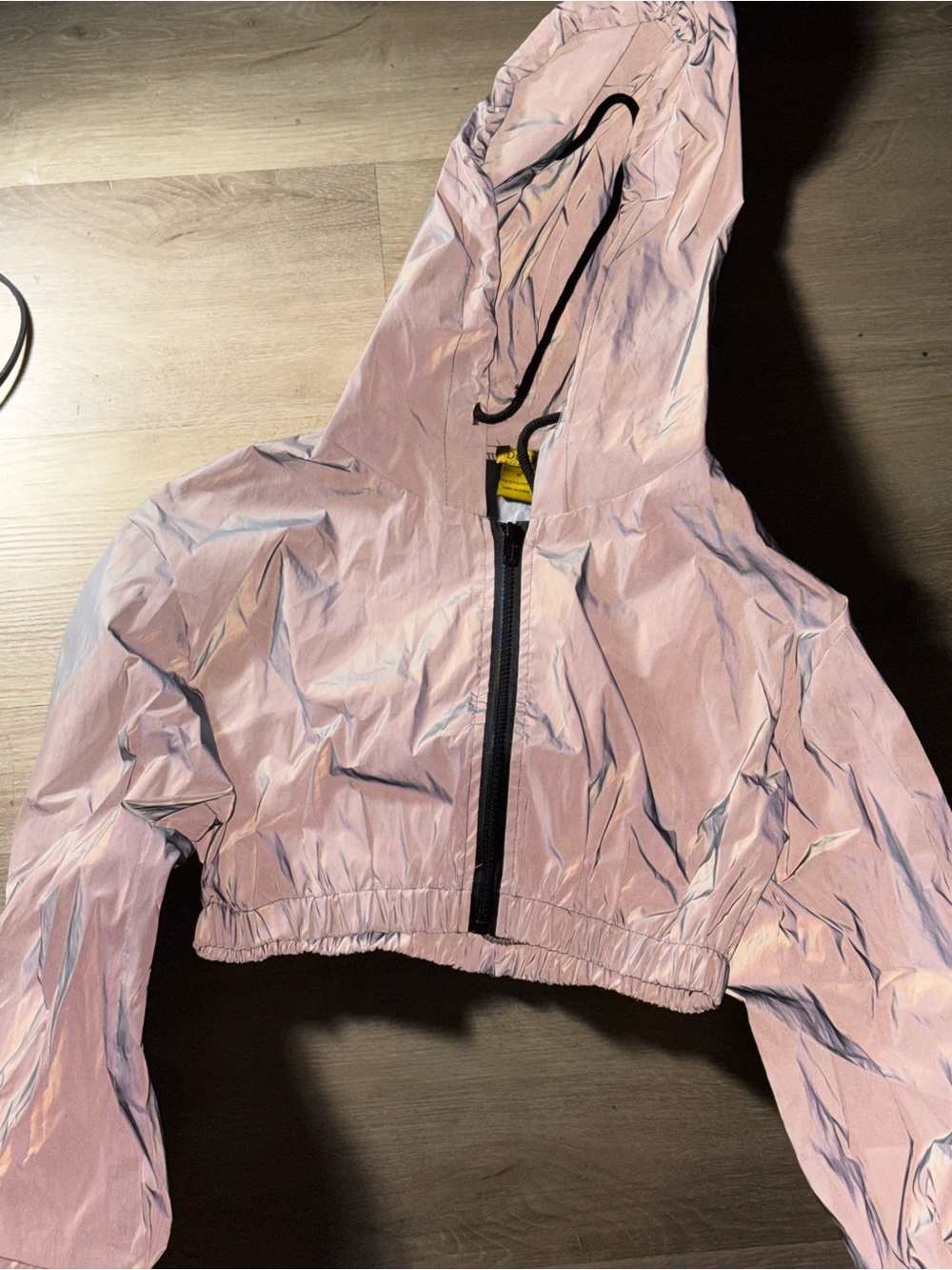 Reflective Silver Cropped Hooded Windbreaker Size Medium